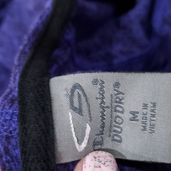 Champion Purple and Black Blended Pattern Zipper Hoodie w/ Thumb Holes Size Med - Picture 8 of 9